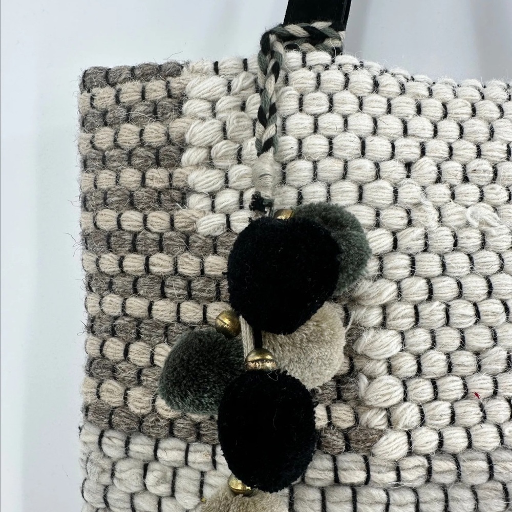 (43) Lovestitch Black and White Geometric Tote - Picture 3 of 7